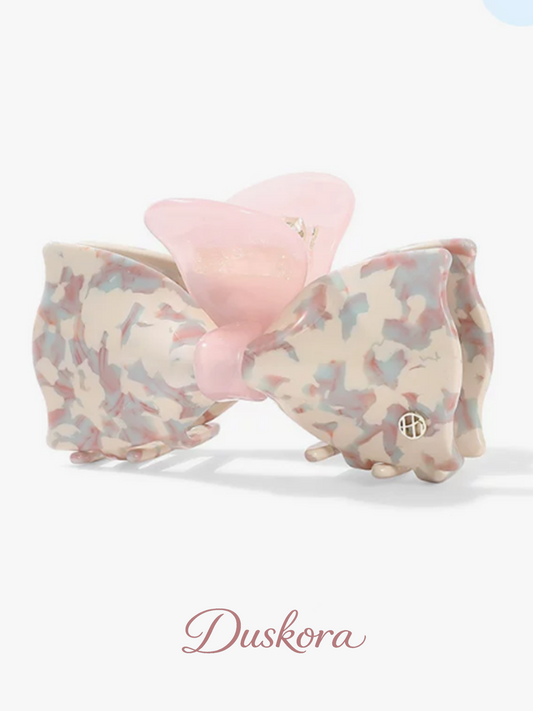 Floral Acetate Bow Claw Clip