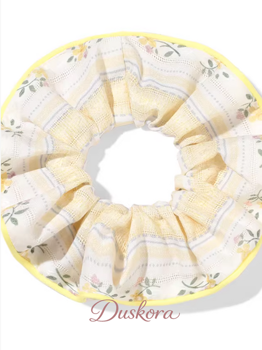 Chic Plaid Lace Scrunchie