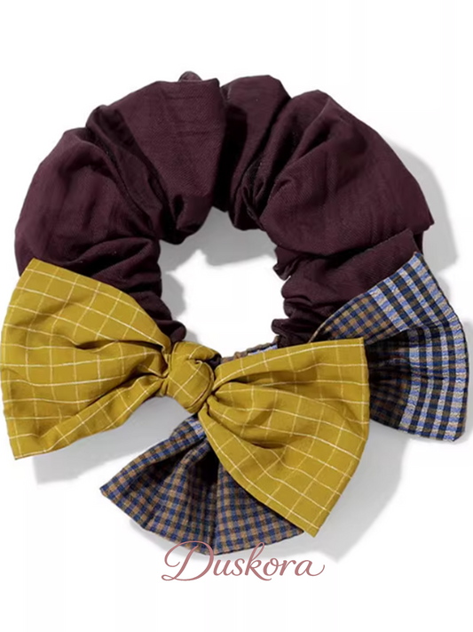 Vintage Check Bow Scrunchie