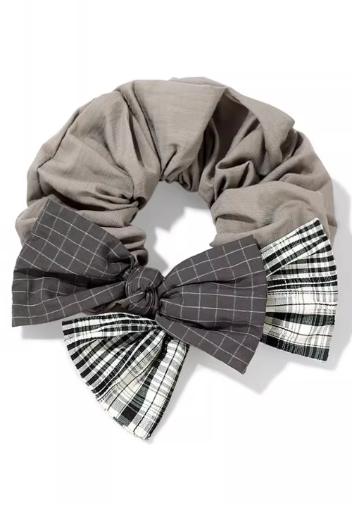 Vintage Check Bow Scrunchie